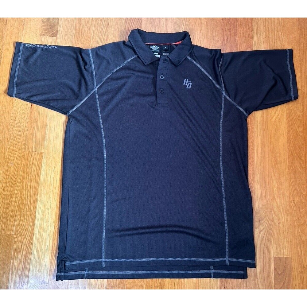 Harley-Davidson Shirt Mens XL  Black Polo Collared Motorcycle Short  Dry Fit - Picture 4 of 9